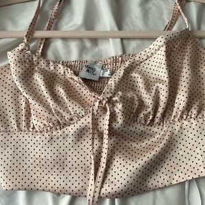 Princess Polly, size 4, with adjustable straps, light pink with polkadots.